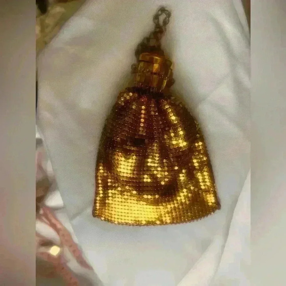Whiting & Davis Mesh Purse Art Deco gold mesh  Print Vintage Flapper 1920s 1930s - Picture 4 of 8